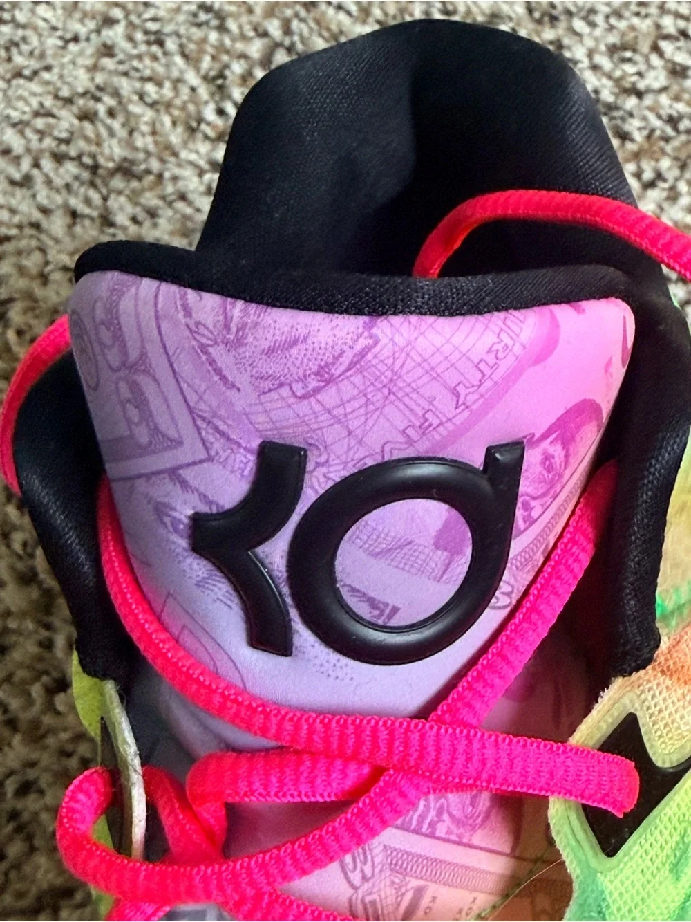 Nike KD 17 Easy Money Colorway - Basketball Sneakers - Pink, Green, Orange, Blue